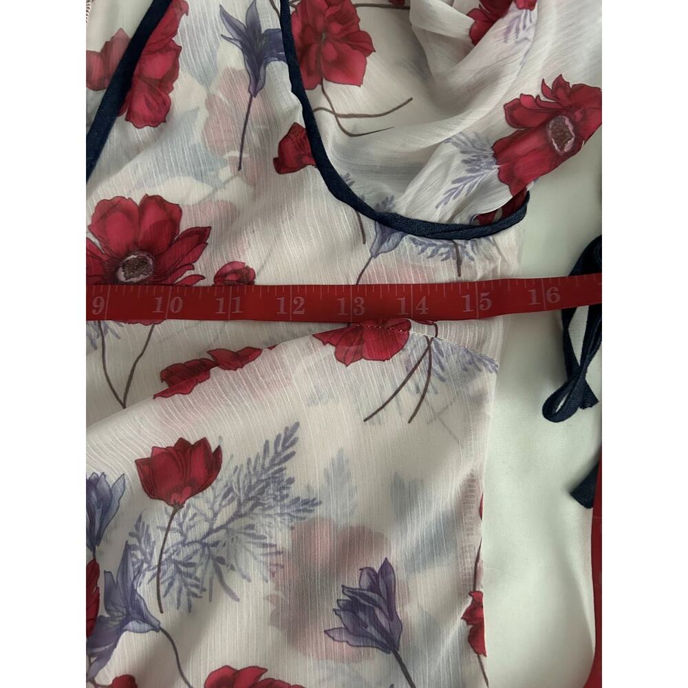 NWT Endless Rose Darling Poppy Floral Boho Wrap Chiffon Duster Coat Size Small - Picture 9 of 9